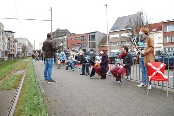 PVDA voert actie tegen schrappen van Tram 7 in Berchem